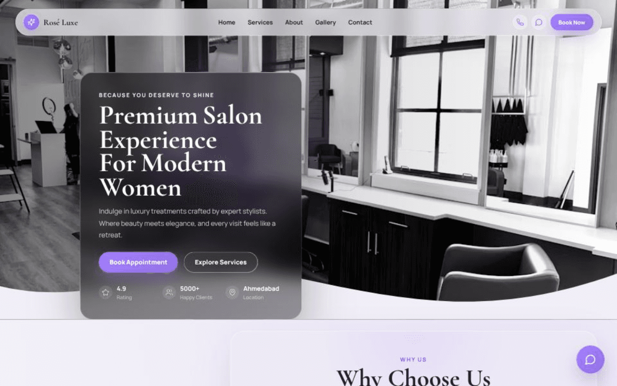 Salon Booking Experience website development case study